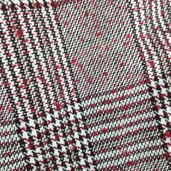 BKE Medium Houndstooth Long Double breasted Peacoat Black White Red Buckle - Picture 11 of 13